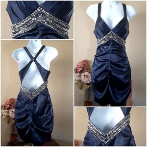 NWOT B. Darlin VNeck Bling Ruched Dress